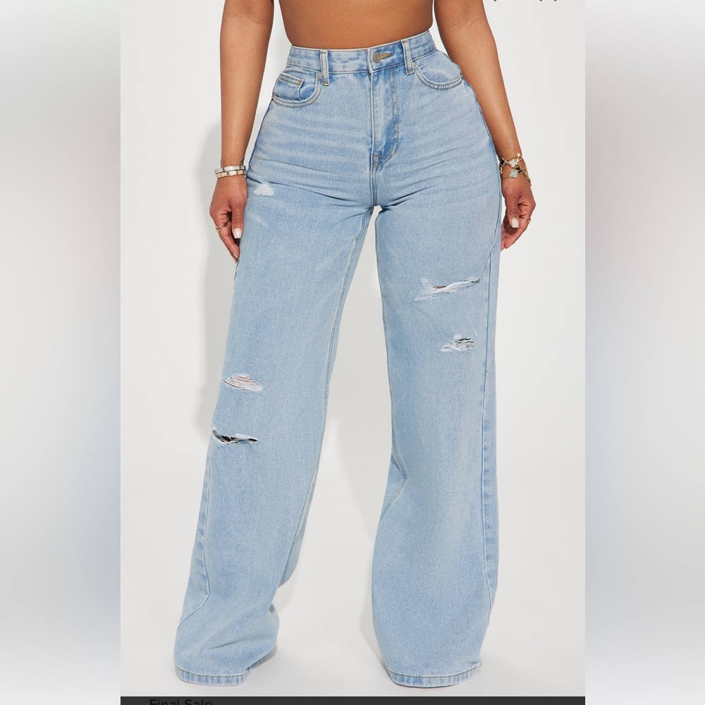 Fashion Nova Light Blue Distressed denim Jeans